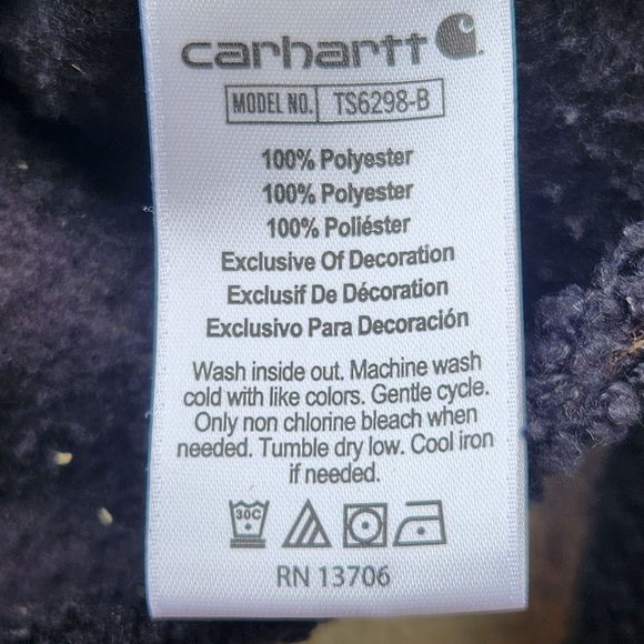 CARHARTT Kids Fleece Hoodie Size 6 Black Pullover Jacket Front Pocket Logo - Picture 8 of 12